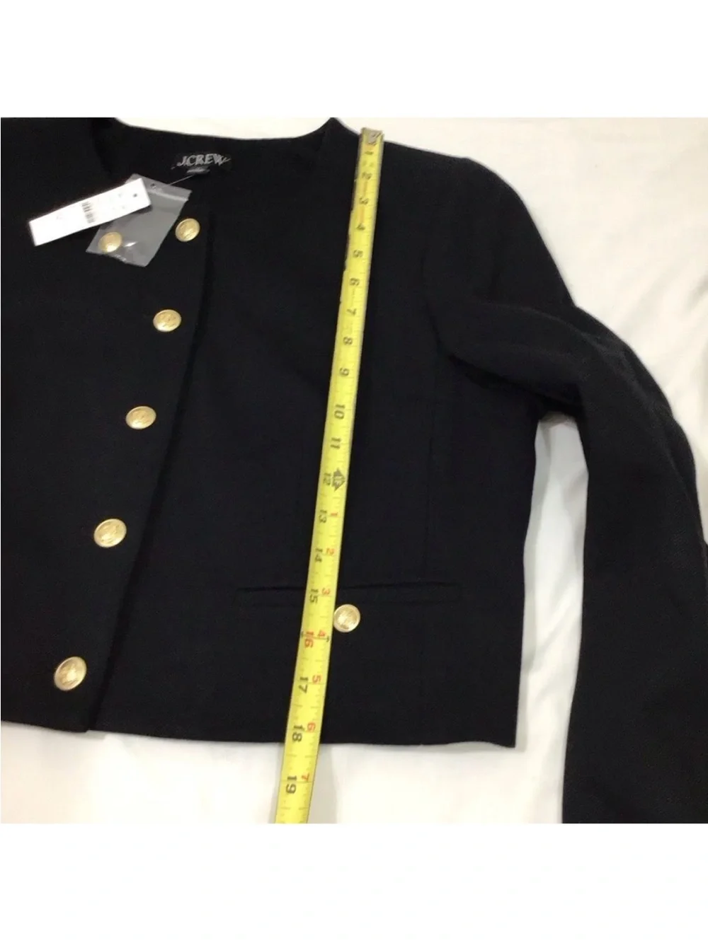 J. Crew Black Cropped Lady With Gold Button Detail Jacket New Size 12